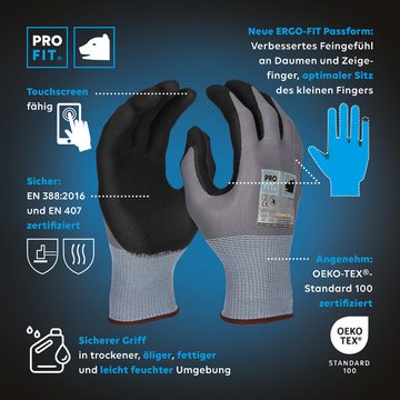 PRO FIT by Fitzner Montage-Handschuhe Extra Nitrilschaum Feinstrickhandschuhe, Arbeitshandschuhe Atmungsaktiv, Touchscreen-fähig, Lebensmittel geeignet