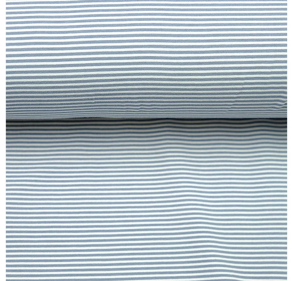 Thumbnail - larissastoffe Stoff Bio Jersey Stoff Streifen Ringel blau grau, Premiumqualität, 15,90, Meterware, 50 cm x 160 cm überbr...