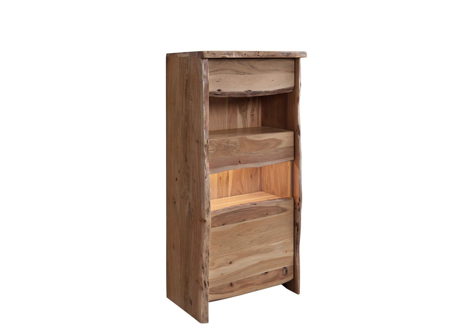 Massivmoebel24 Standvitrine #110 (Vitrine Akazie 71x45x147 natur lackiert PURE ACACIA #110)