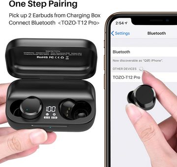 TOZO hochwertigen Klang In-Ear-Kopfhörer (IPX8 wasserdicht, Nano-Beschichtung für 30 Minuten 1 Meter Tiefe, ideal für Sport und Fitnessstudio, Touch-Steuerung., Qualcomm-Chip für hochwertigen Klang Rauschunterdrückung, wasserdichte)