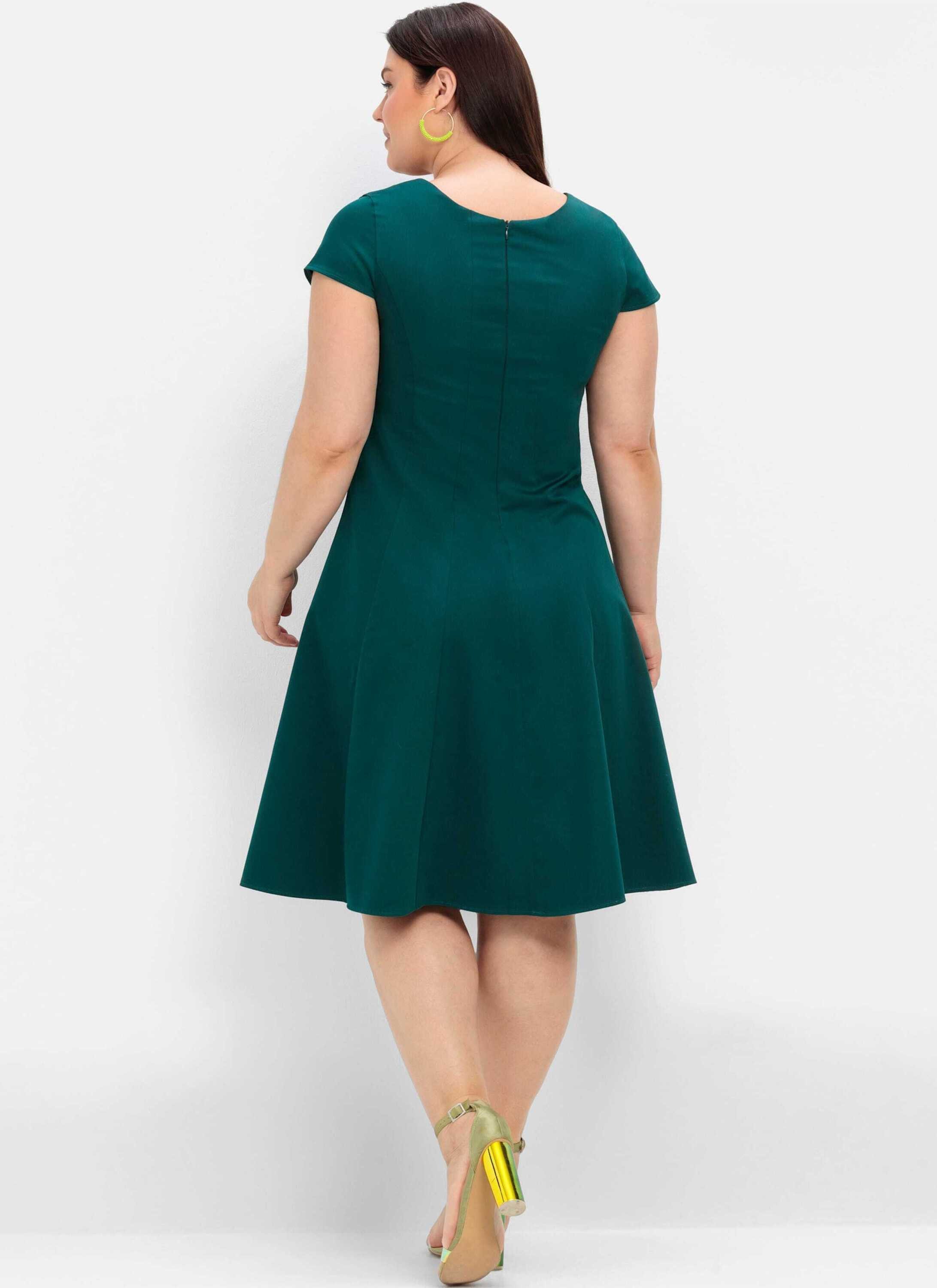 Sheego Etuikleid Cocktailkleid Kurzarm in Bahnenform