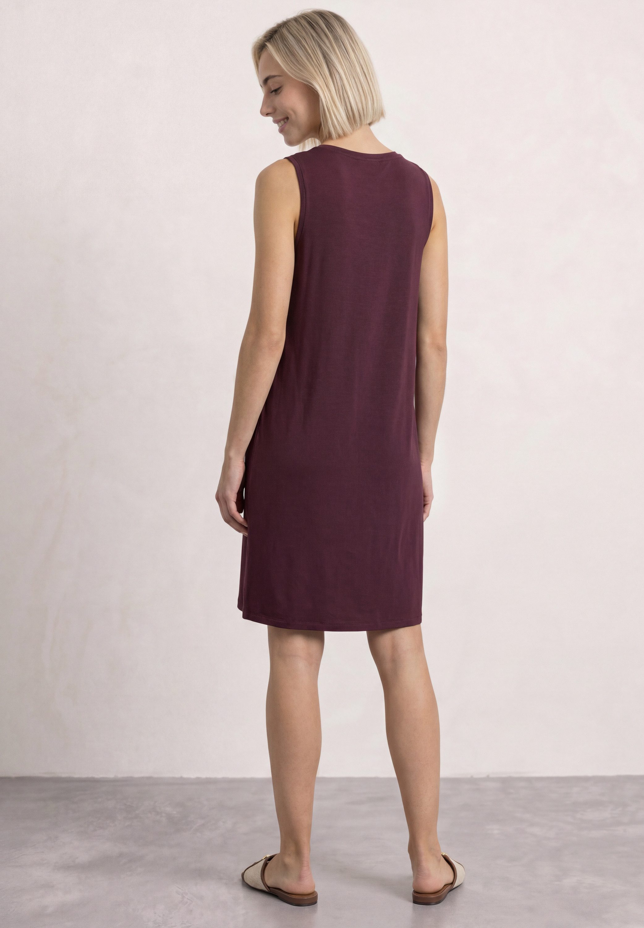 STREET ONE Jerseykleid Ärmelloses Sommerkleid mit Rundhals und Knopfdetail