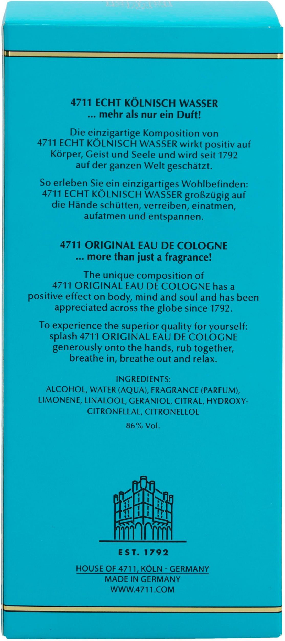 4711 Eau de Cologne 4711 Original, Glasflakon, Parfüm EDC, Damenduft