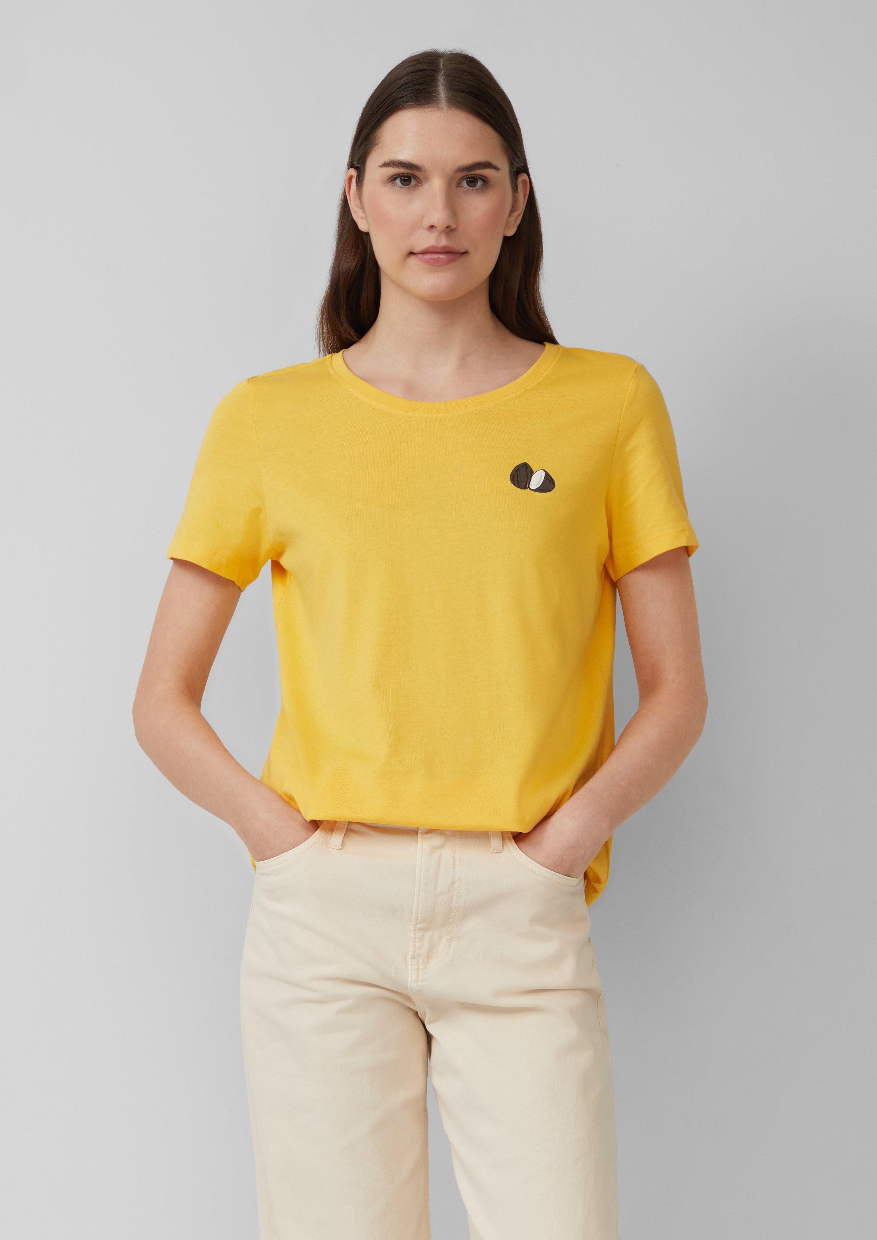 s.Oliver Kurzarmshirt Jersey-T-Shirt mit Stickerei Artwork günstig online kaufen