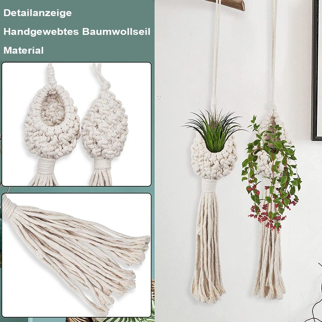 Rich-home Blumenampel Hanging Basket PP Material Deko für Außen Blumen Ampel mit Kette 21.8X21.8X12.2cm 