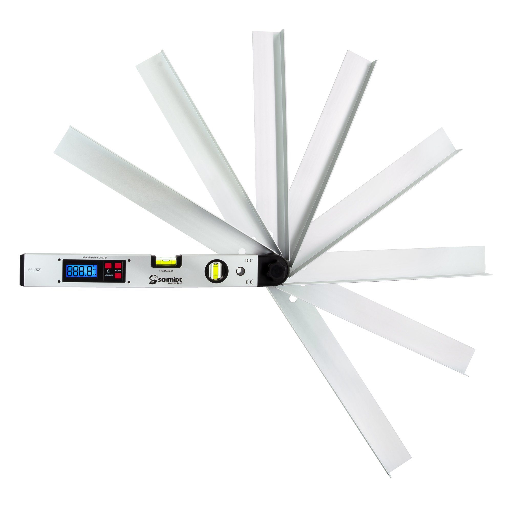 SCHMIDT security tools Winkelmesser Winkelmesser Wasserwaage LCD Winkel Neigungsmesser