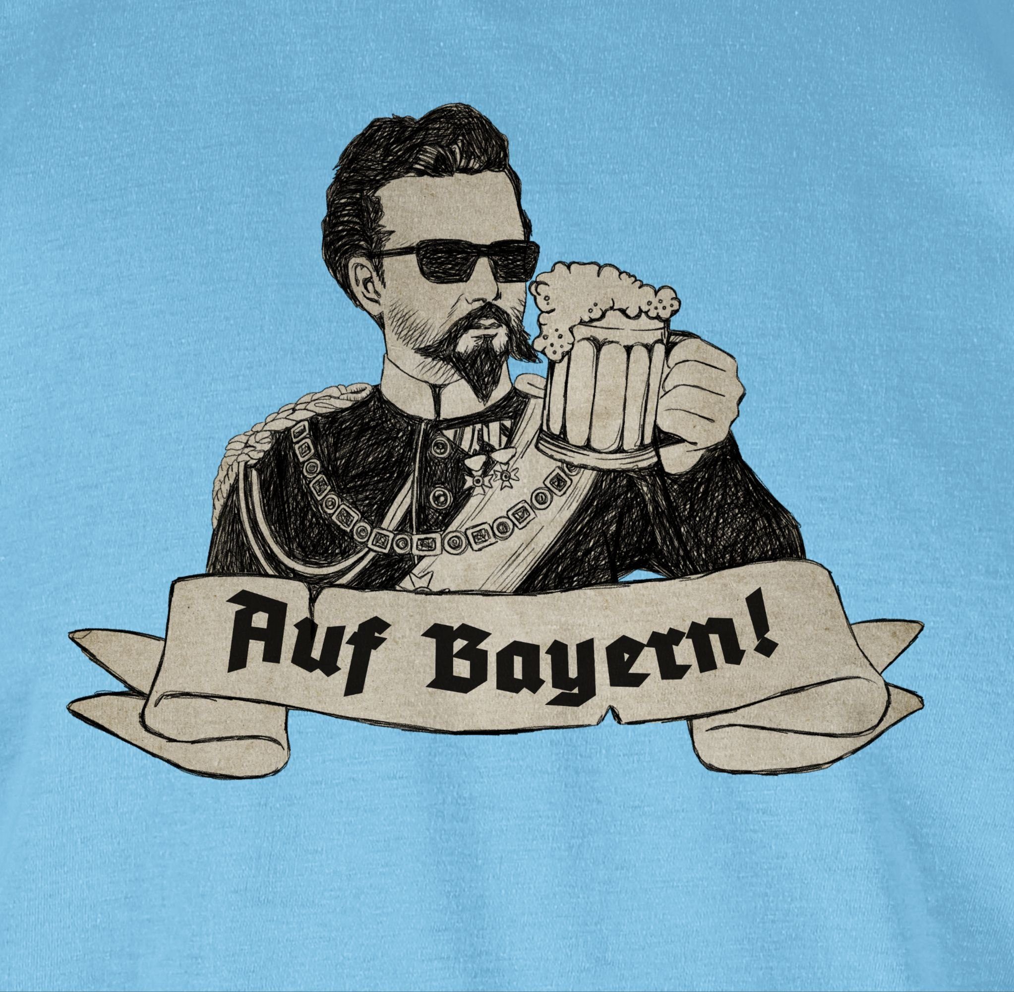 Shirtracer T-Shirt Mode Prost 02 Oktoberfest - für Ludwig Auf Hellblau Bayern König Bayern Herren