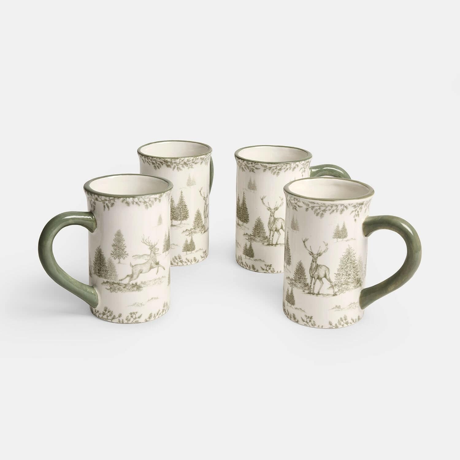 Mirabeau Geschirr-Set Tasse 4er Set Flonker weiß/grün, Steinzeug