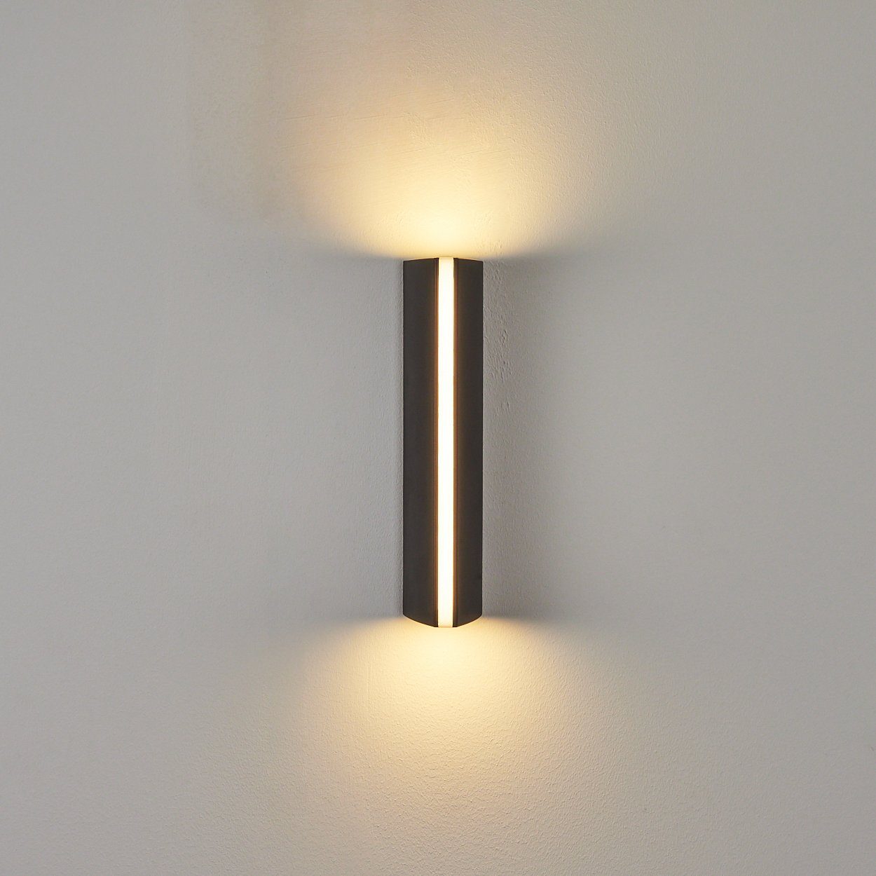 Kelvin, mit Wandlampe Außenlampe Up und weißen LED 870 LED, in 3000 schwarz Außen-Wandleuchte Metall Glas, hofstein Down »Sista« Lumen, aus Lichteffekt, IP54 &