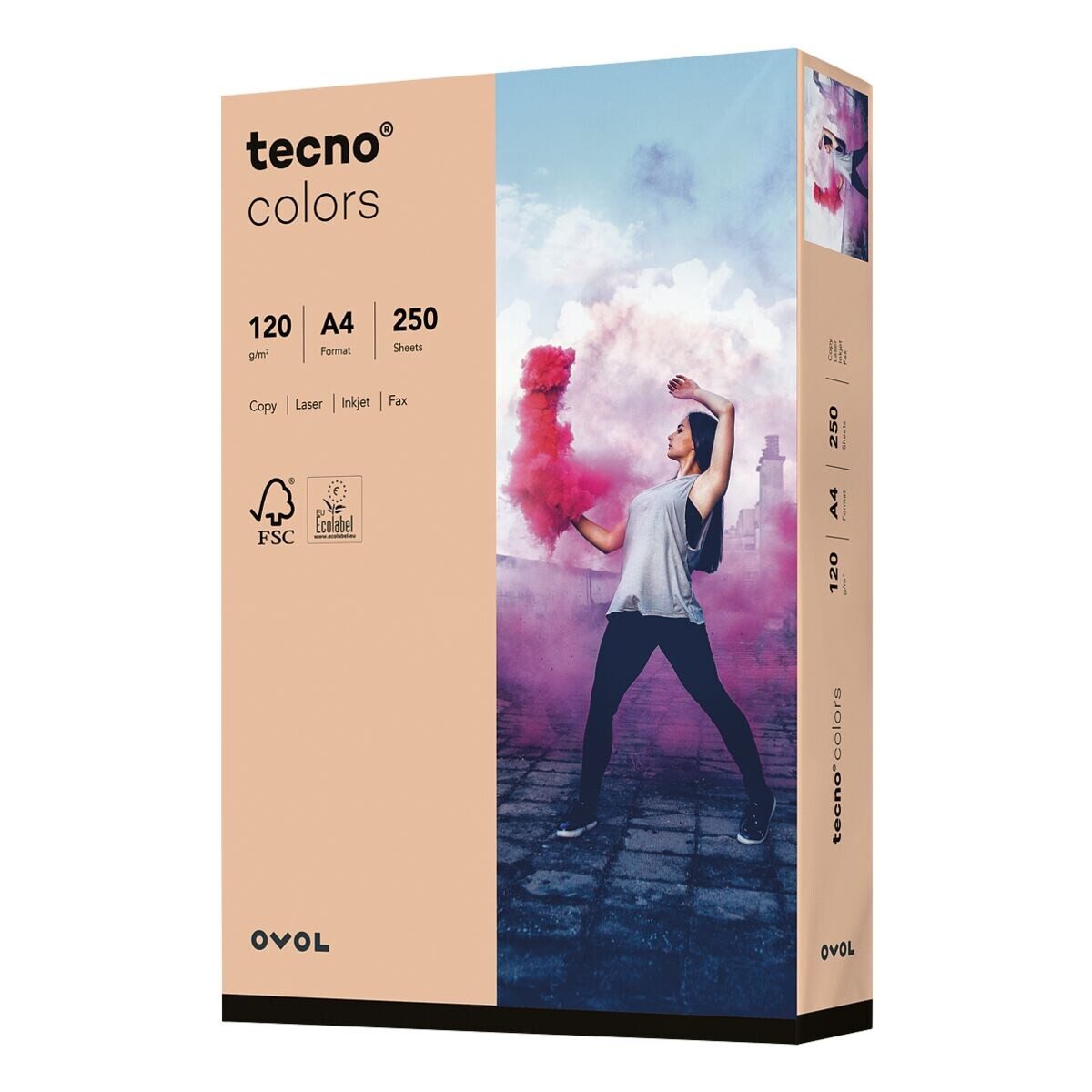 Inapa tecno Druckerpapier Rainbow / tecno Colors, Pastellfarben, Format DIN A4, 120 g/m², 250 Blatt