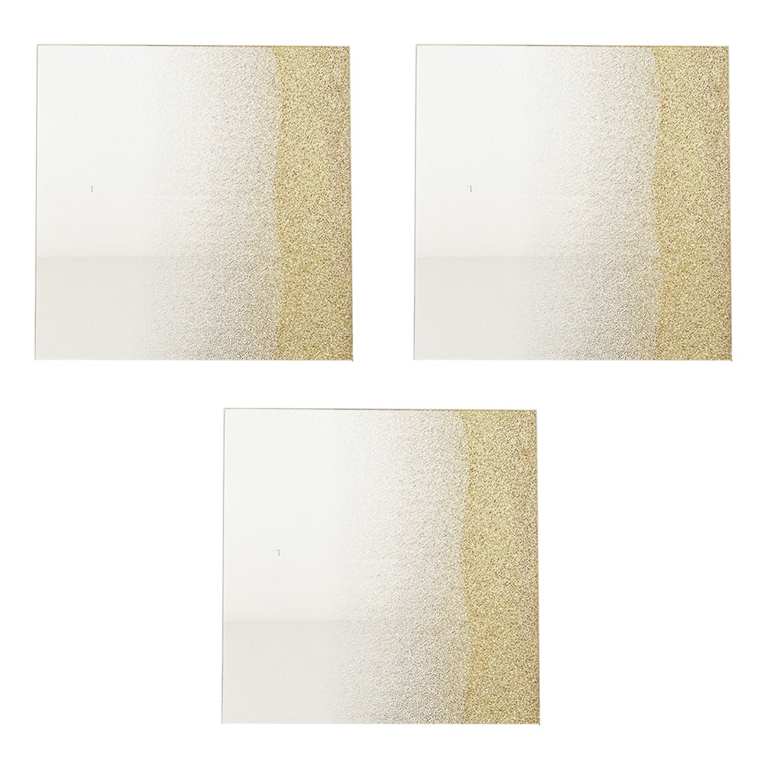 Platzset, 3x Spiegel-Glas-Untersetzer Untersetzer Deko Unterlage Glitzer gold eckig 20cm, Mojawo