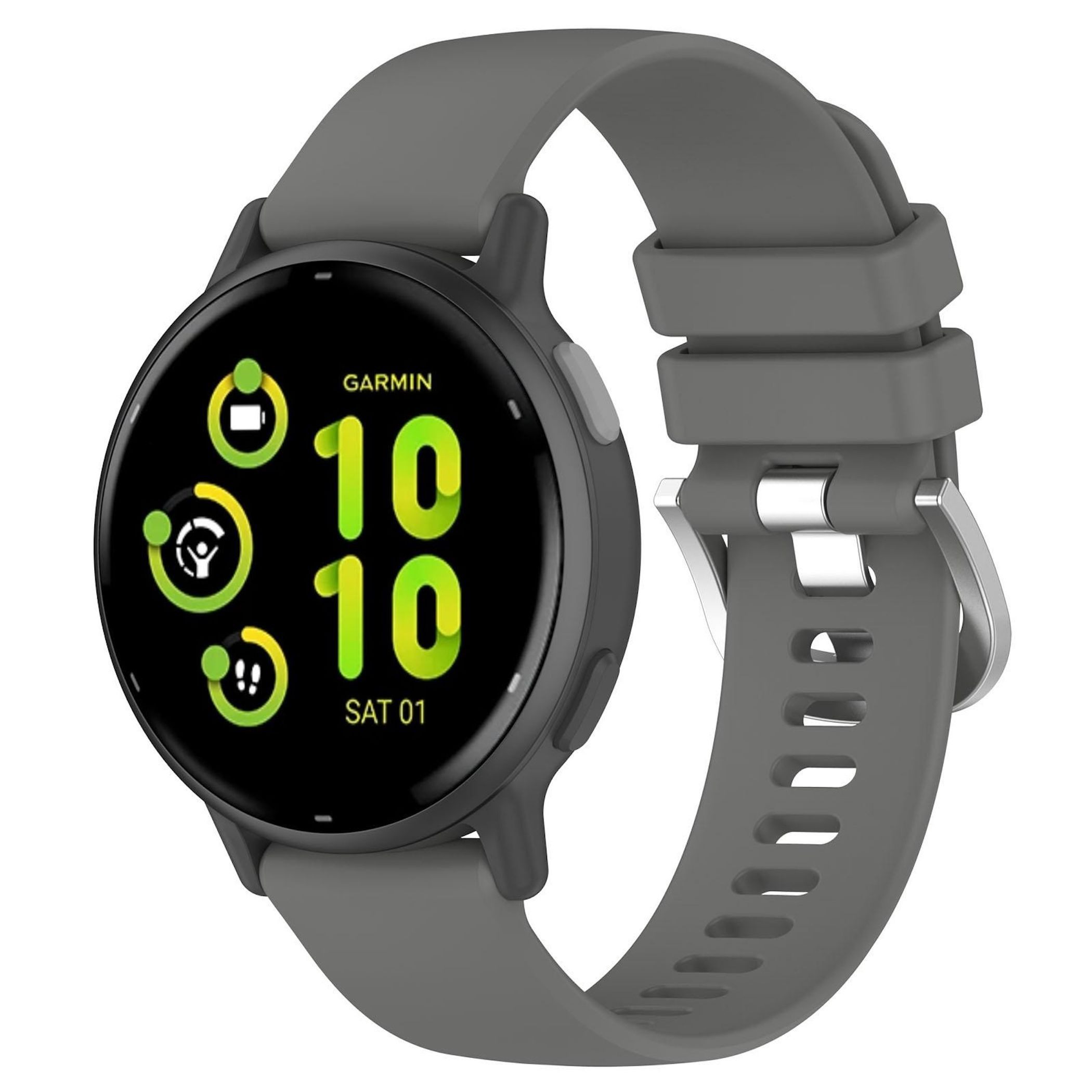 Wigento Smartwatch-Armband Für Garmin Venu 4 41mm Liquid Glossy Silikon Watch Armband Dunkelgrau, Liquid Glossy Oberfläche, Metallschließe, verstellbar