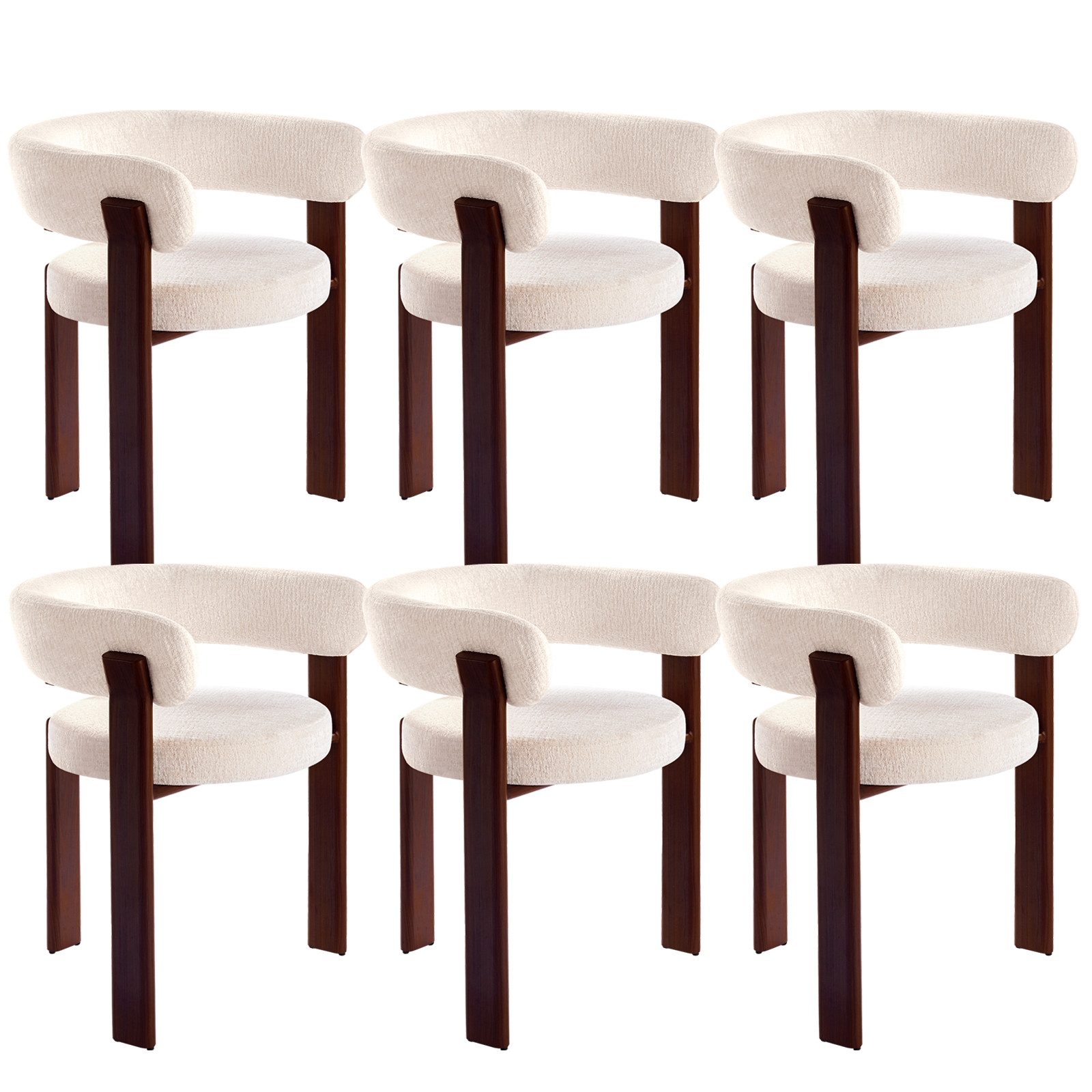 DITAIX Esszimmerstuhl Mid Century - Polsterstuhl mit Gebogener Rückenlehne & Metallgestell (6 St), 6er Set
