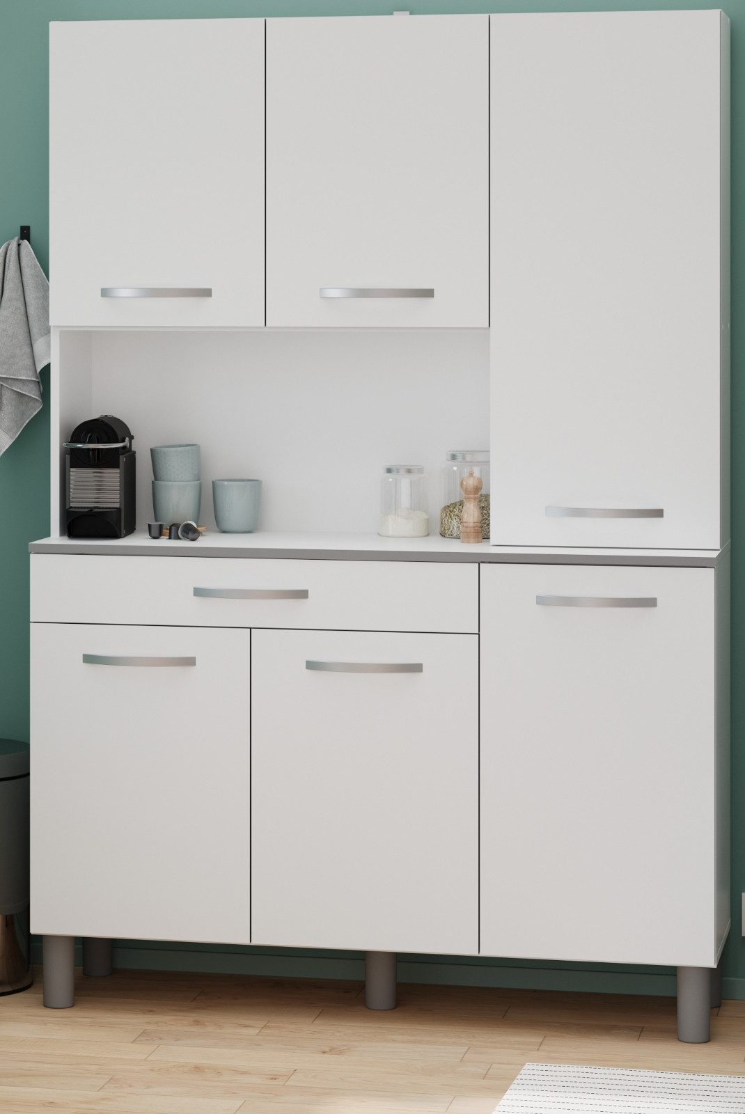 Parisot Küchenbuffet Spring (Buffetschrank 120 x 180 cm, weiß) 6-türig, mit günstig online kaufen