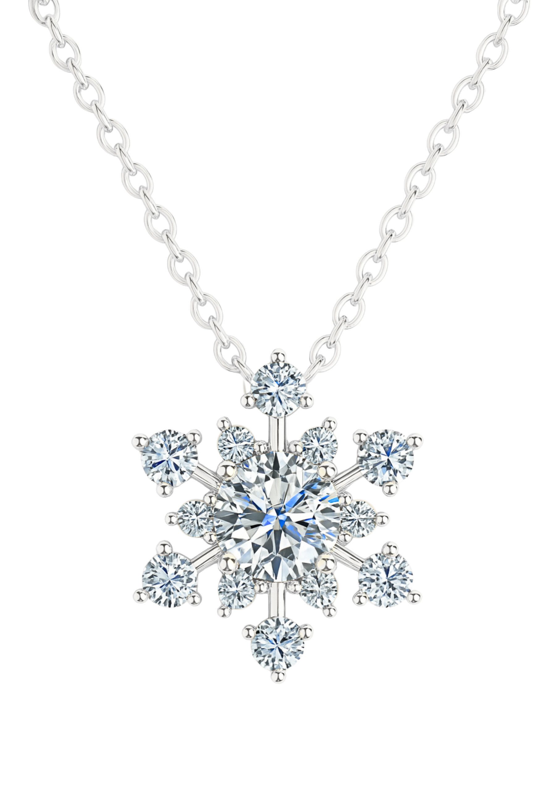 S&T Design Silberkette Damen 925 Silber Halskette Schneeflocke Anhänger (Ge günstig online kaufen