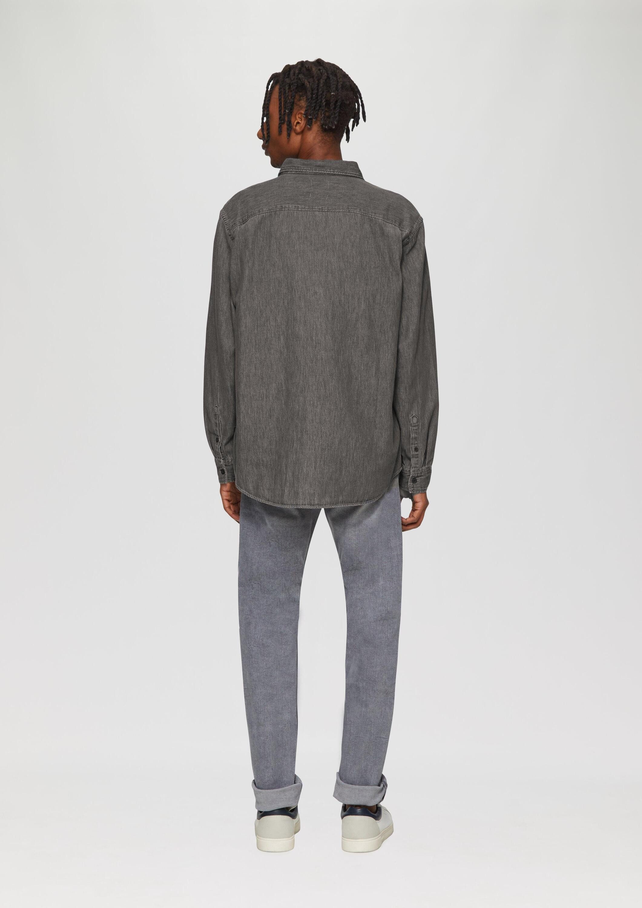 QS Langarmhemd Hemd Regular Fit: Denim-Hemd