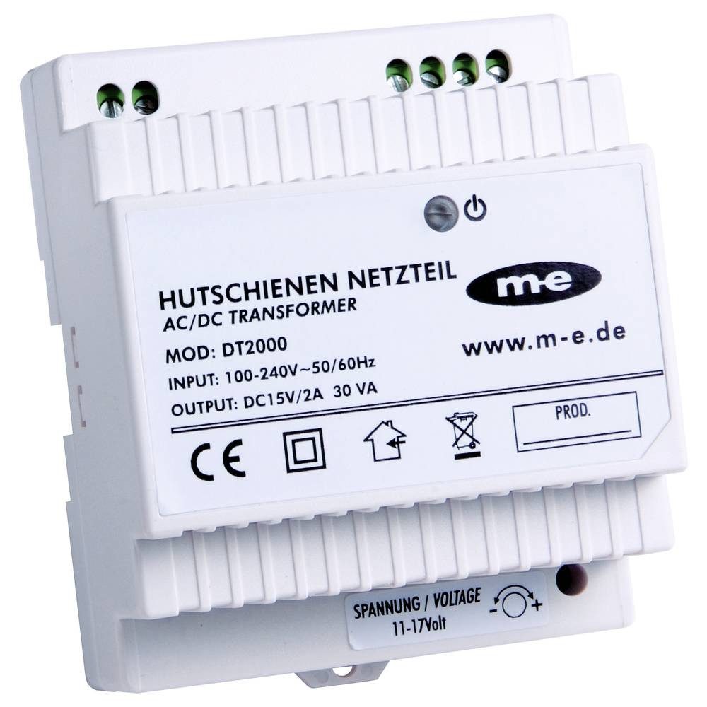 m-e Video-Türsprechanlage Elektronisches-Hutschienen-Netzteil DT-2000 DC 15 V/ 2 A 40778