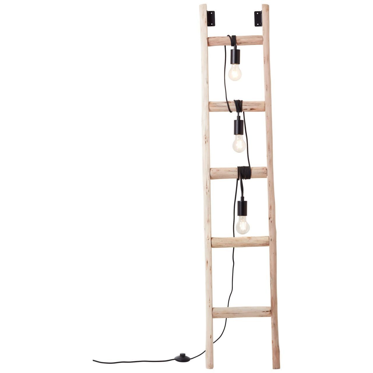Leuchtmittel, Holz/Metall, 158 x Ladder, Höhe, ohne 3 Stehlampe E27, cm Brilliant schwarz/holz