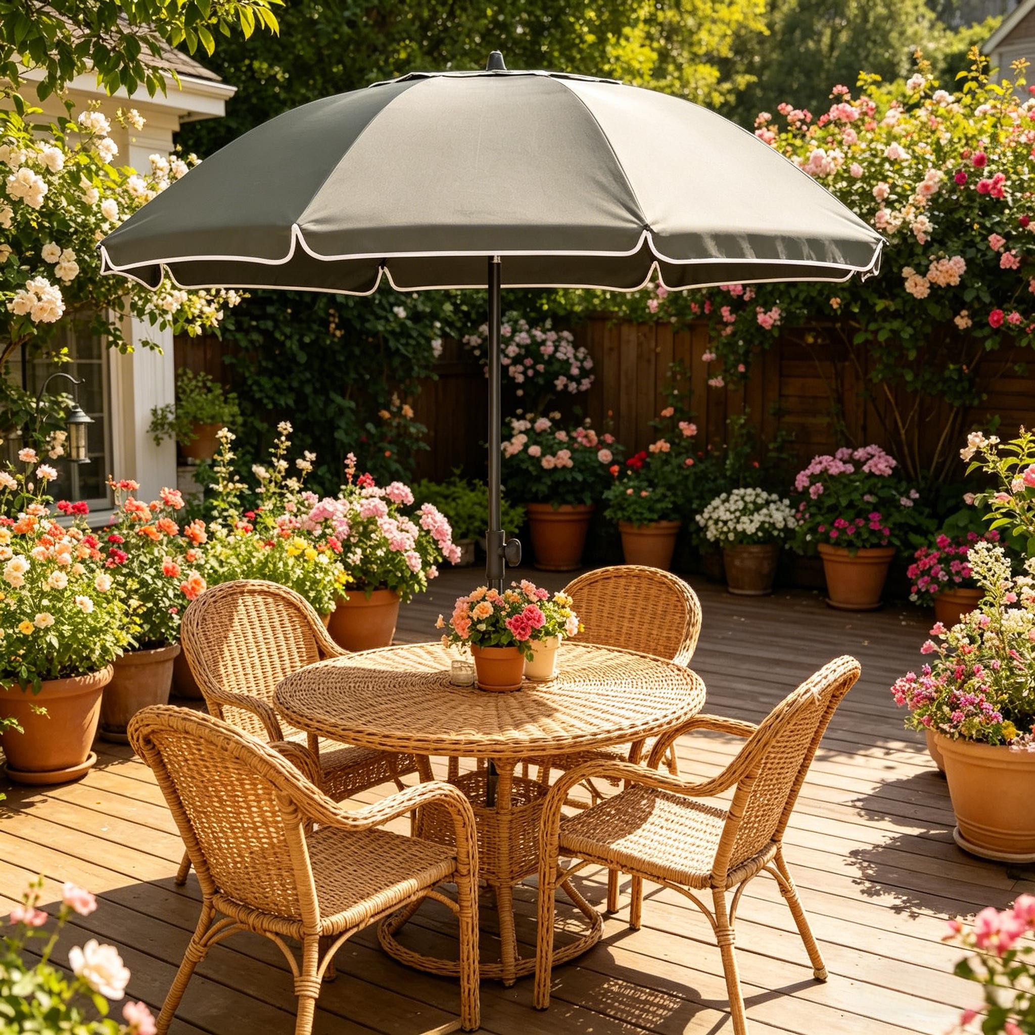 CHICFURN Sonnenschirm Klappbarer Strand- und Gartenschirm, UV-beständig für Außenbereiche, Packung, Ø155 × H142–192 cm, Grau (Nur Sonnenschirm)