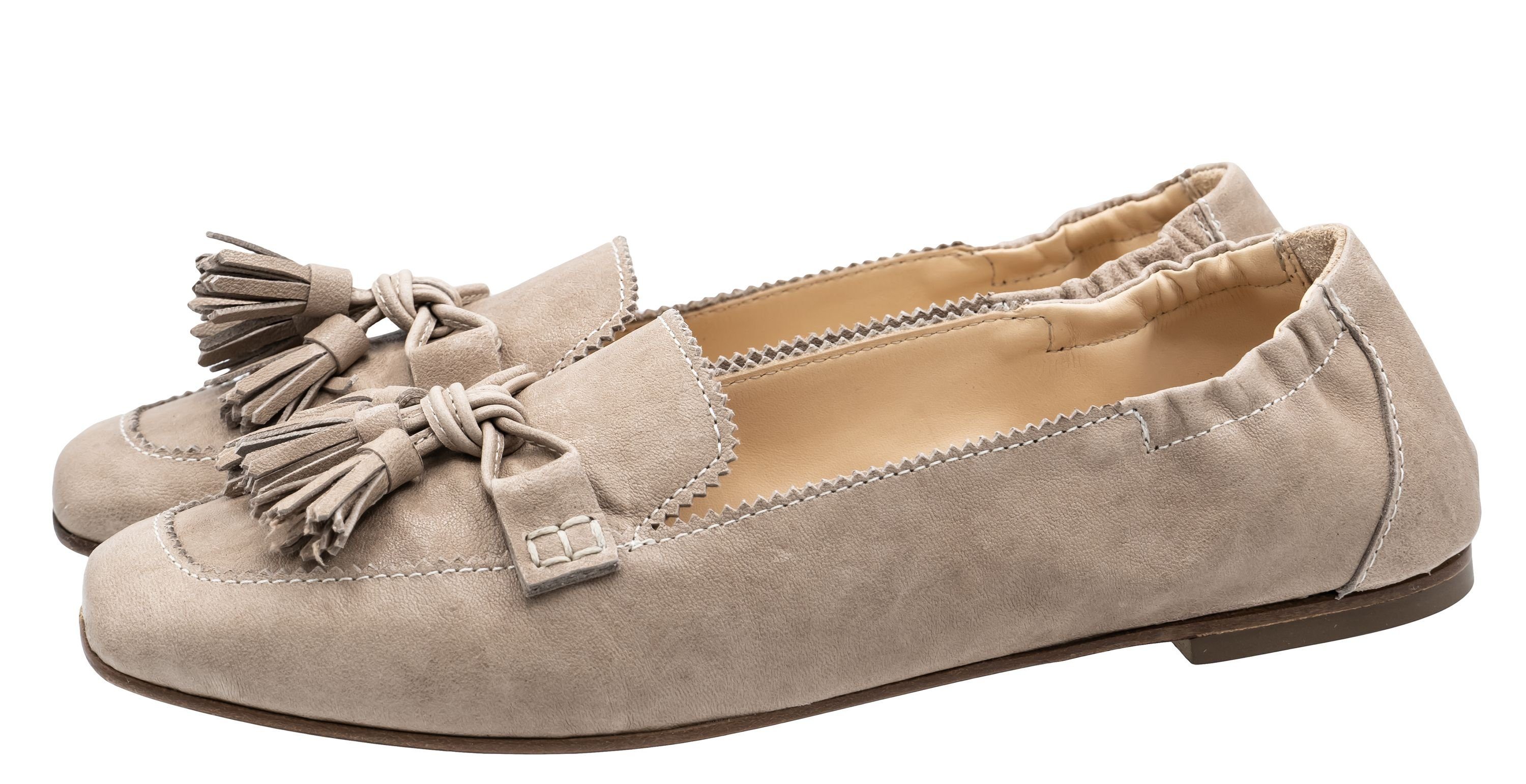 Ocra Ocra D185 Ballerinas Damen weiches Leder Beige Sabbia Pumps