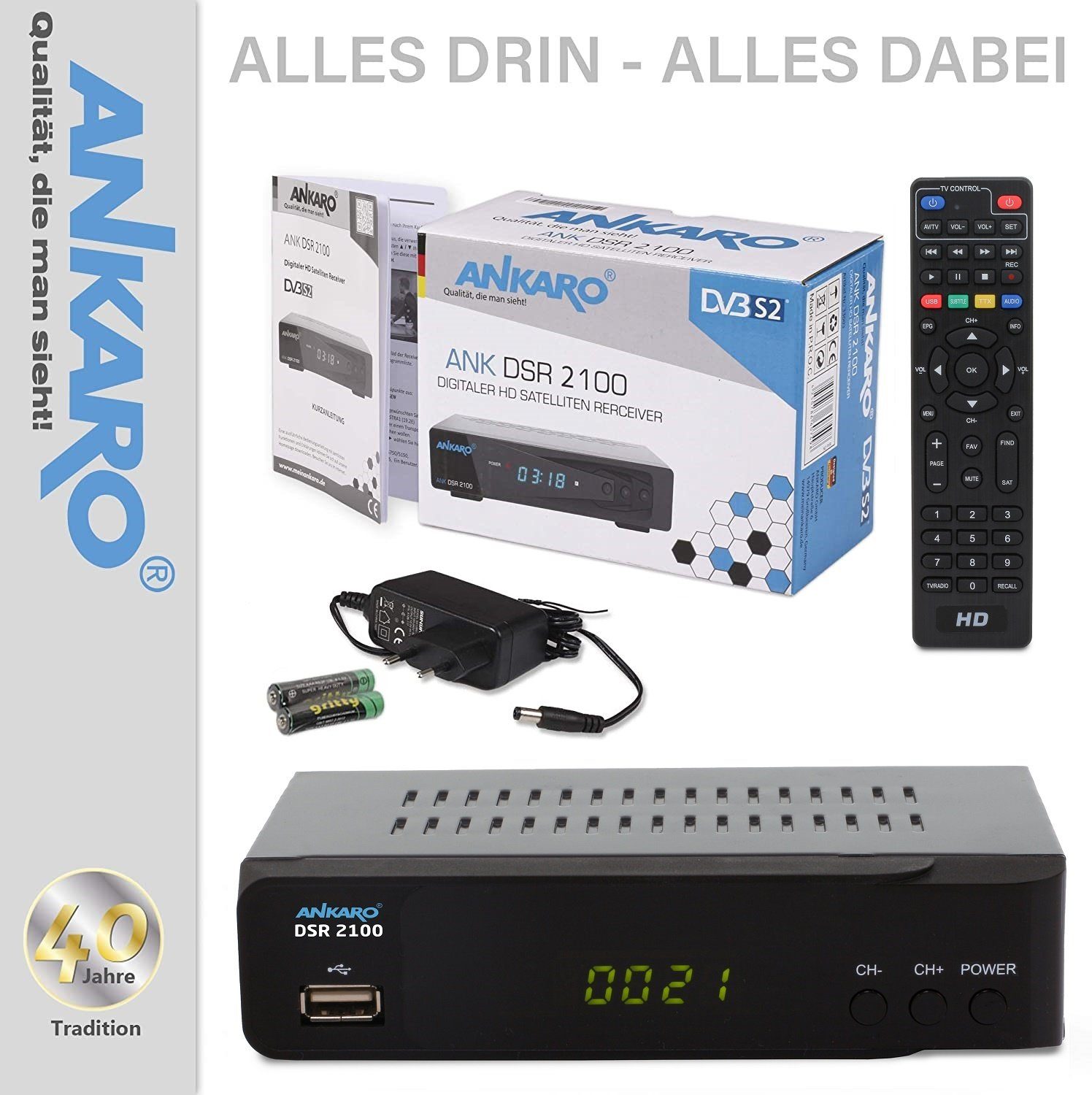 Ankaro Ankaro DSR 2100 digitaler Full HD 1080p Satelliten Receiver schwarz Satellitenreceiver – Bild 2 von 5