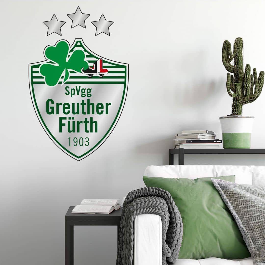 Greuther Fürth Wandtattoo Fußball Wandtattoo SpVgg Greuther Fürth Kleeblatt Glück 1903 Wappen Sterne, Wandbild selbstklebend, entfernbar