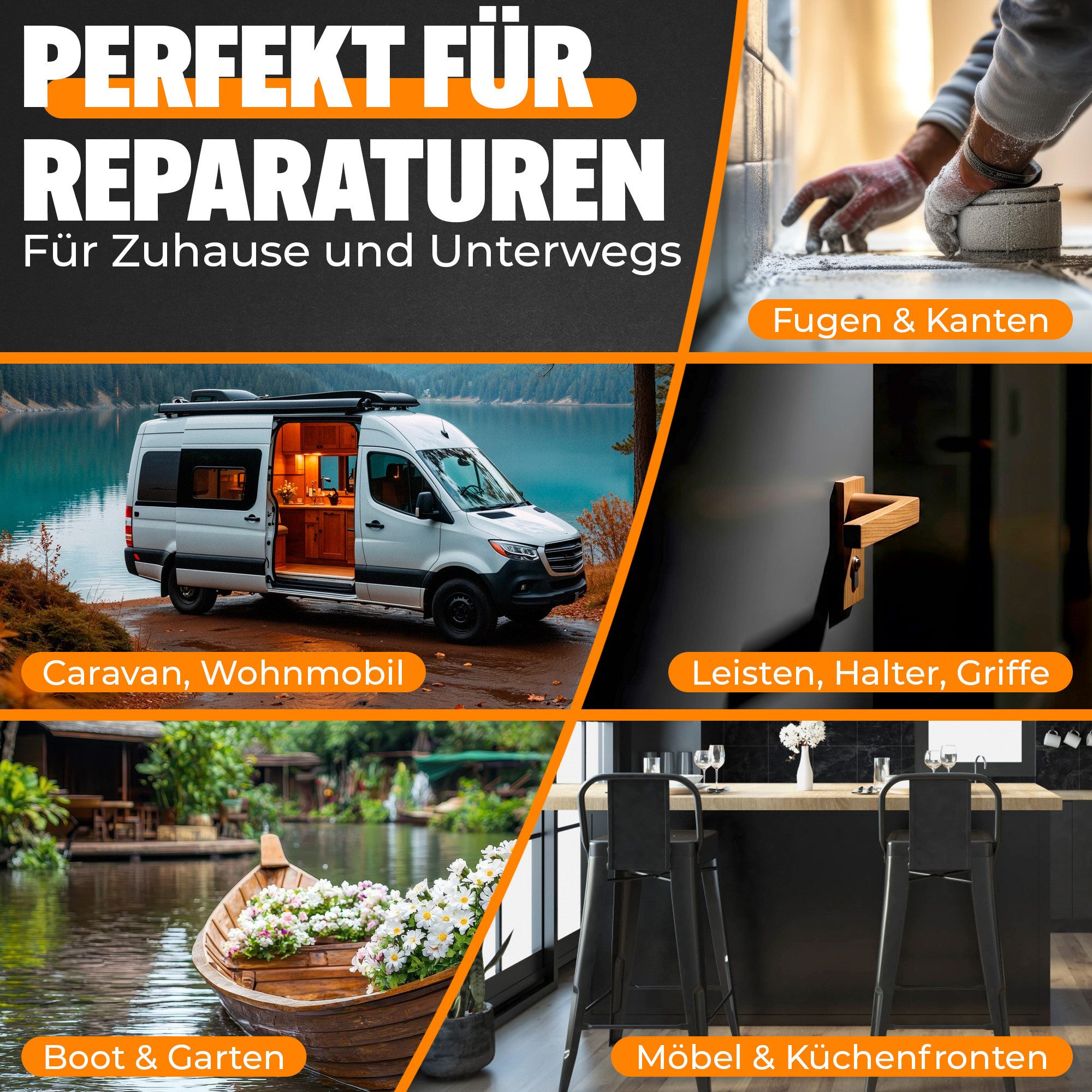 Top2Glue Montagekleber 2K-Kleber Flex Repair 2K MS Polymer, schwarz 35 g mit 4 Mischdüsen – Bild 5 von 5