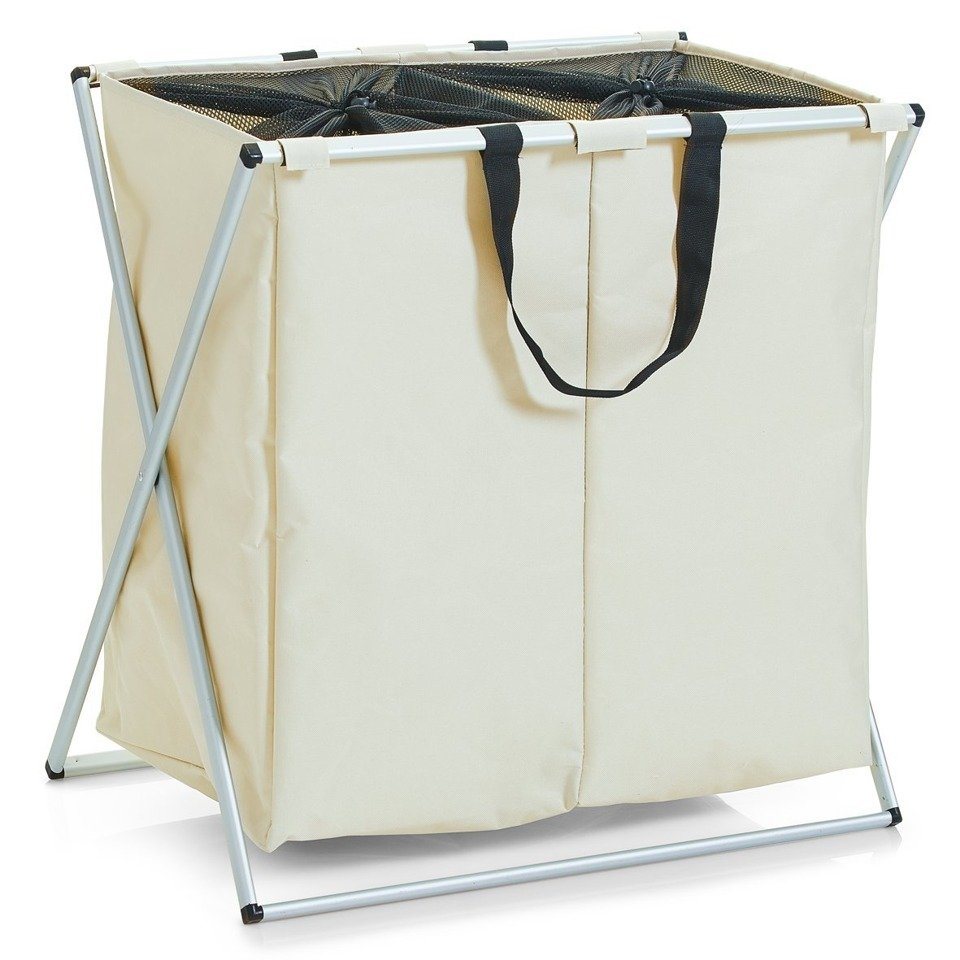 Zeller Present Wäschekorb, praktischer & robuster Wäschesammler aus  Polyester & Aluminium