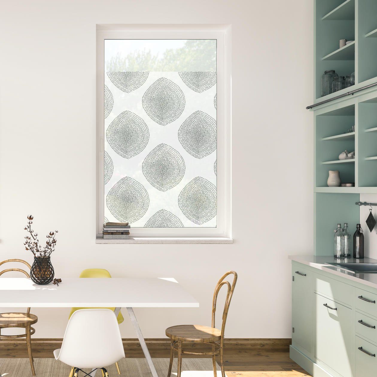 Fensterfolie Fensterfolie selbstklebend, Sichtschutz, Stripy Boho Drop - Weiß