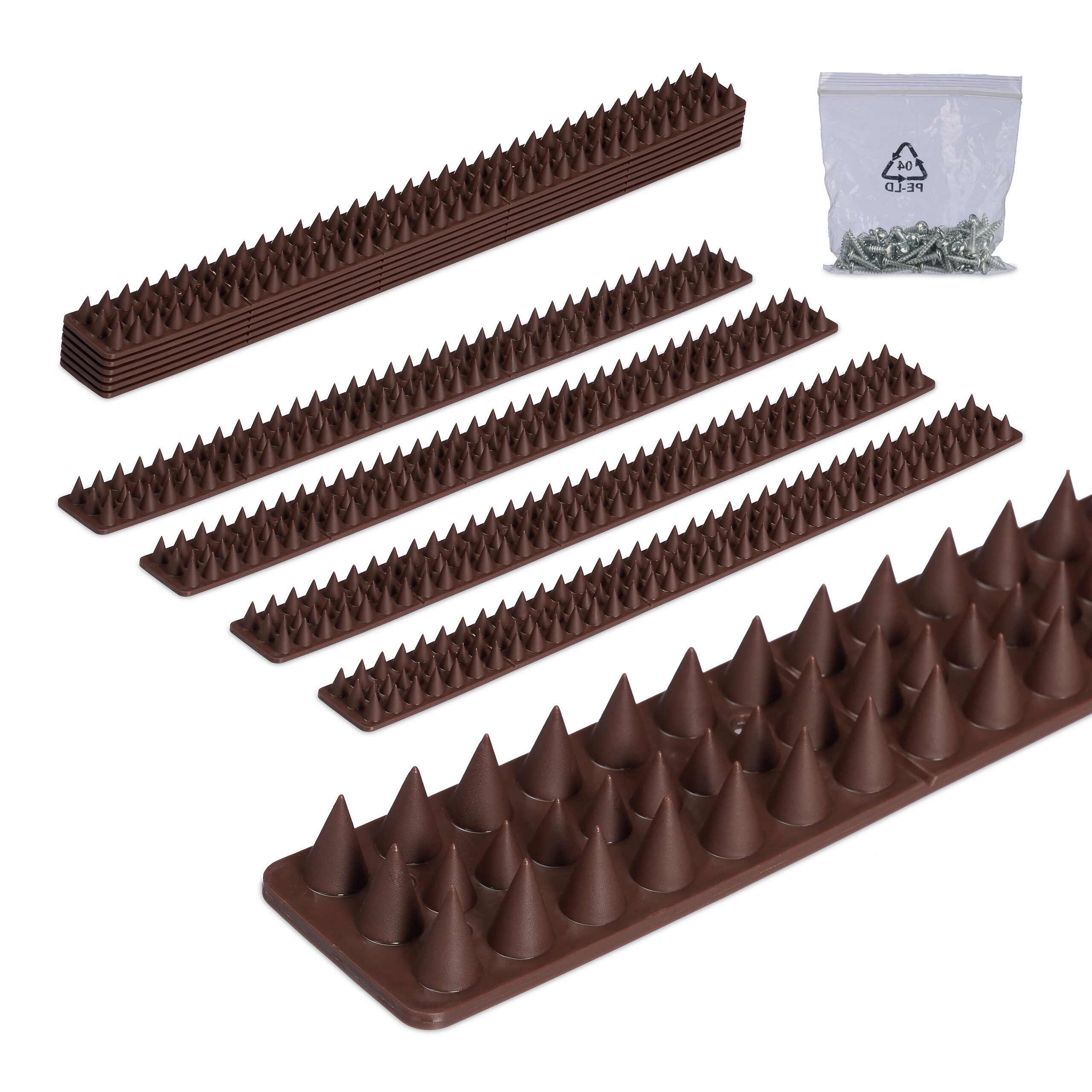 relaxdays Taubenspikes Vogelabwehr Spikes Kunststoff, 4x49x2 cm, 10-St., 10er Set, 10er Pack