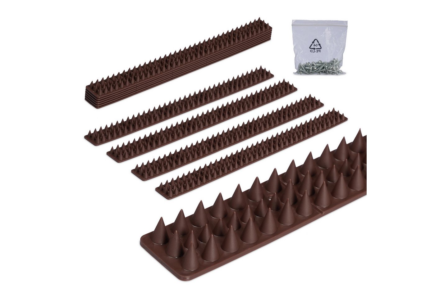 relaxdays Taubenspikes Vogelabwehr Spikes Kunststoff, 4x49x2 cm, 10-St., 10er Set, 10er Pack