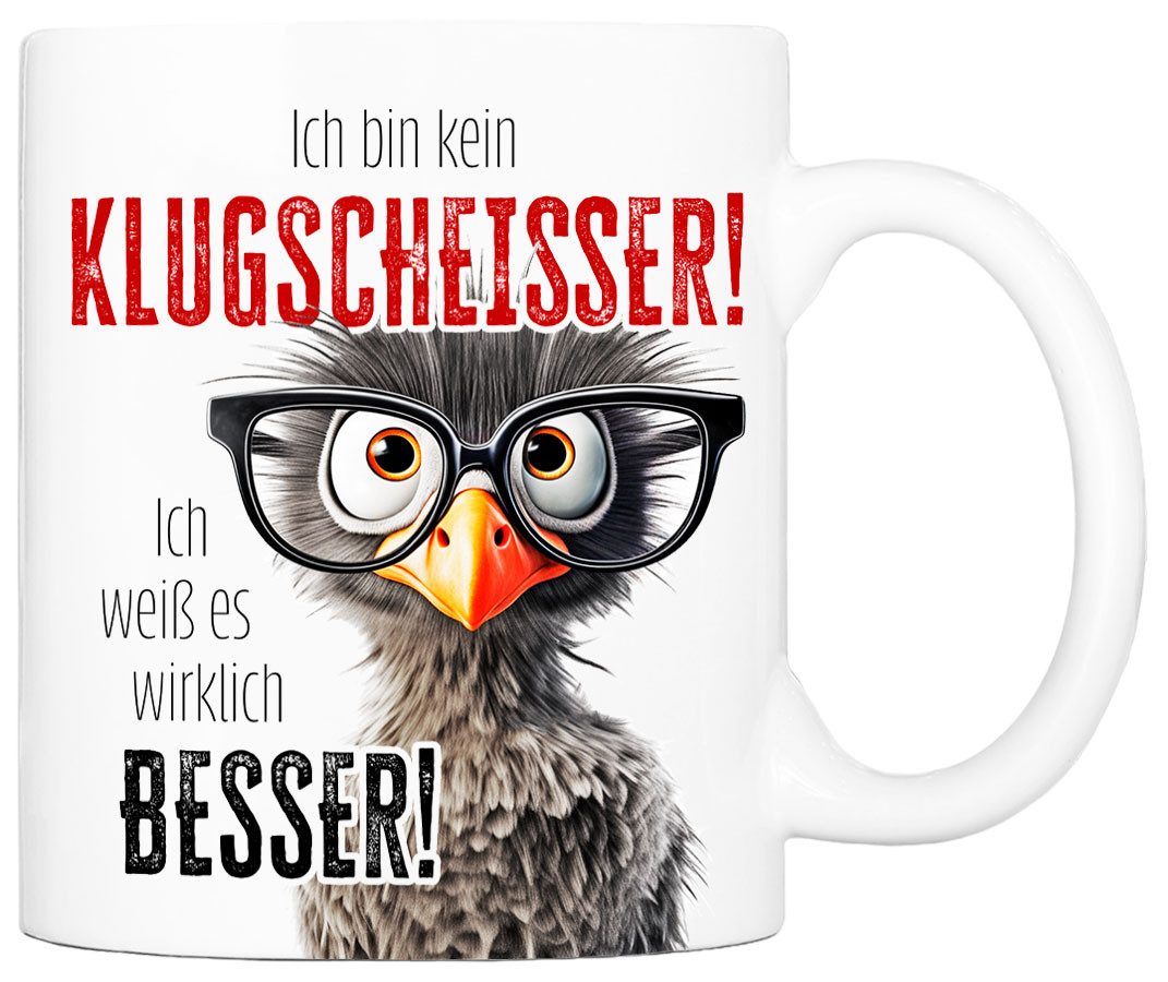 Tasse mit Spruch KLUGSCHEISSER Kaffeetasse Büro Arbeit, Geschenk
