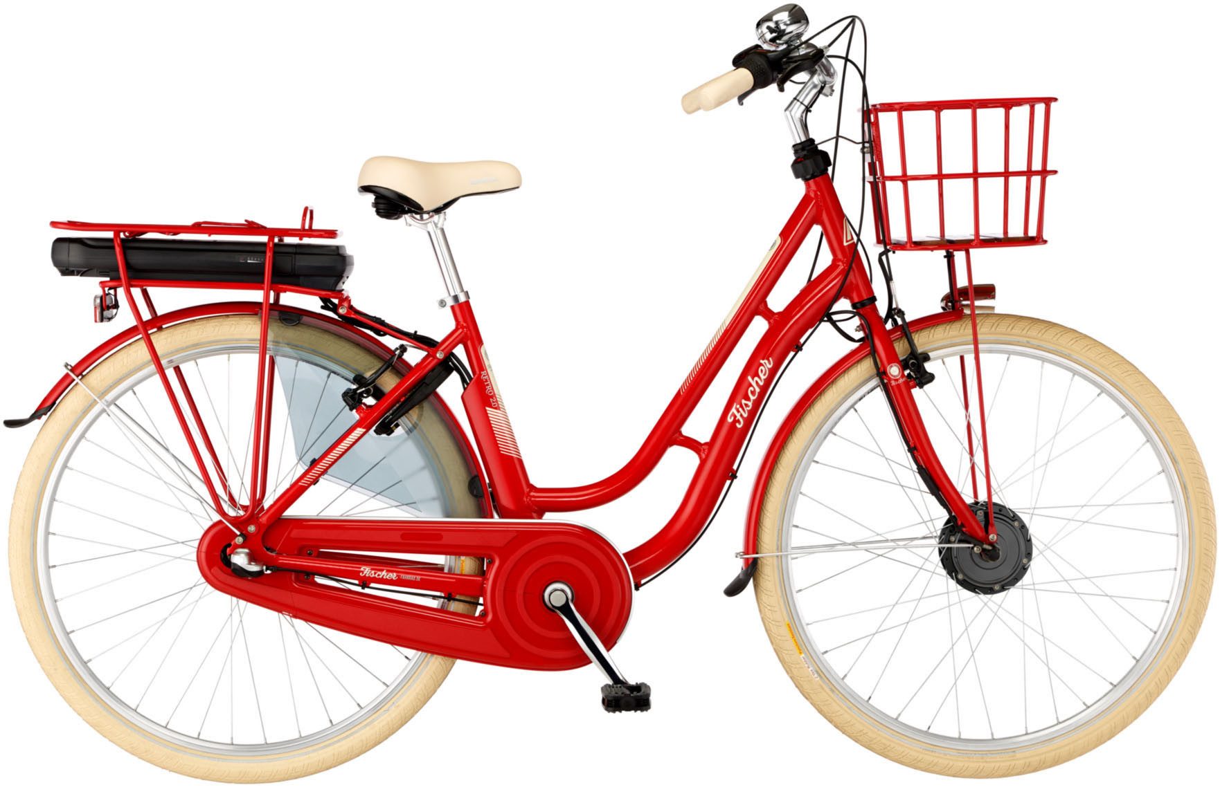 FISCHER Fahrrad E-Bike Cityrad CITA RETRO 2.0 418 48, 3 Gang Shimano Shimano 3-Gang Nexus Nabenschaltung Schaltwerk, Nabenschaltung, Frontmotor, 418 Wh, (mit Akku-Ladegerät, mit Werkzeug), Pedelec, Elektrofahrrad für Damen u. Herren
