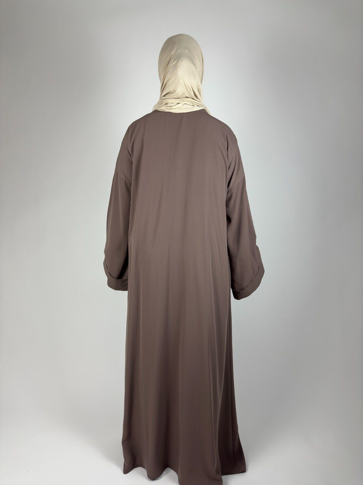 Aymasal Maxikleid Kimono Hafsa Abaya islamische Cardigan Kleidung Gebetskleidung taupe Kaftan