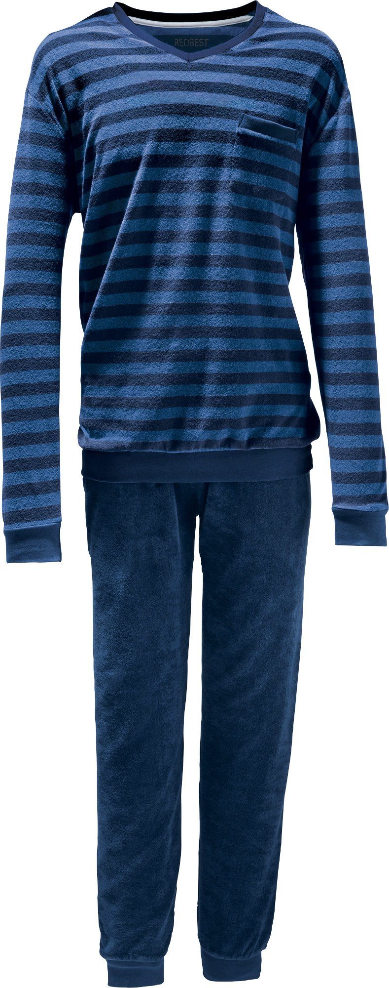 REDBEST Pyjama Herren-Schlafanzug Frottee Streifen günstig online kaufen