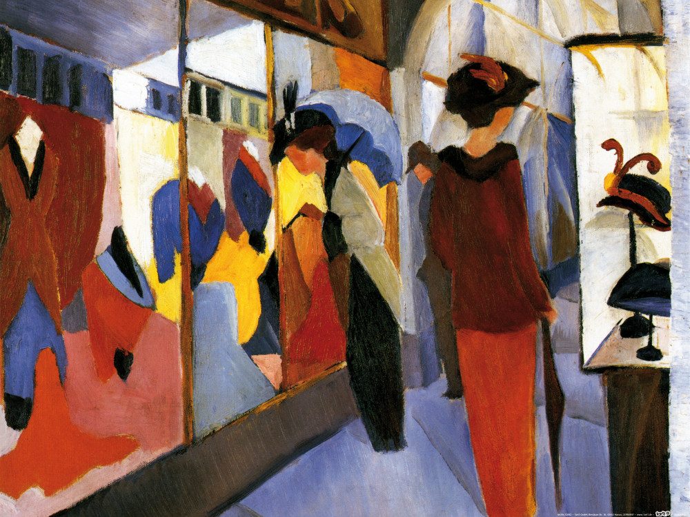 August Macke Poster „Hutladen 1914“ – Kunstdruck 80x60 Cm, Hochwertig Gedruckt Auf Dickem Papier