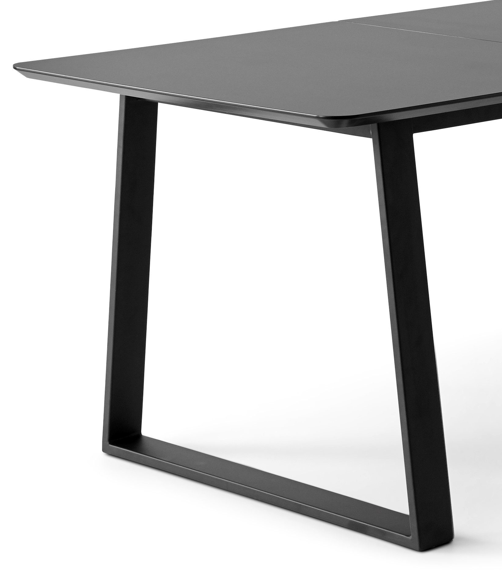 2 abgerundete Einlegeplatten Trapez Tischplatte MDF, Meza Metallgestell, by Furniture Hammel Schwarz Esstisch Hammel,