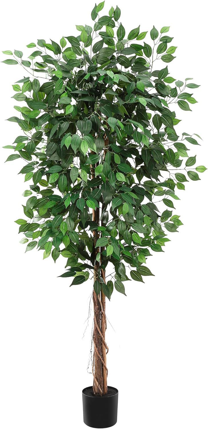 Kunstbaum Kunstpflanze Ficus,Mit NatüRlichem Holzstamm& Naturgetreue BläTte günstig online kaufen