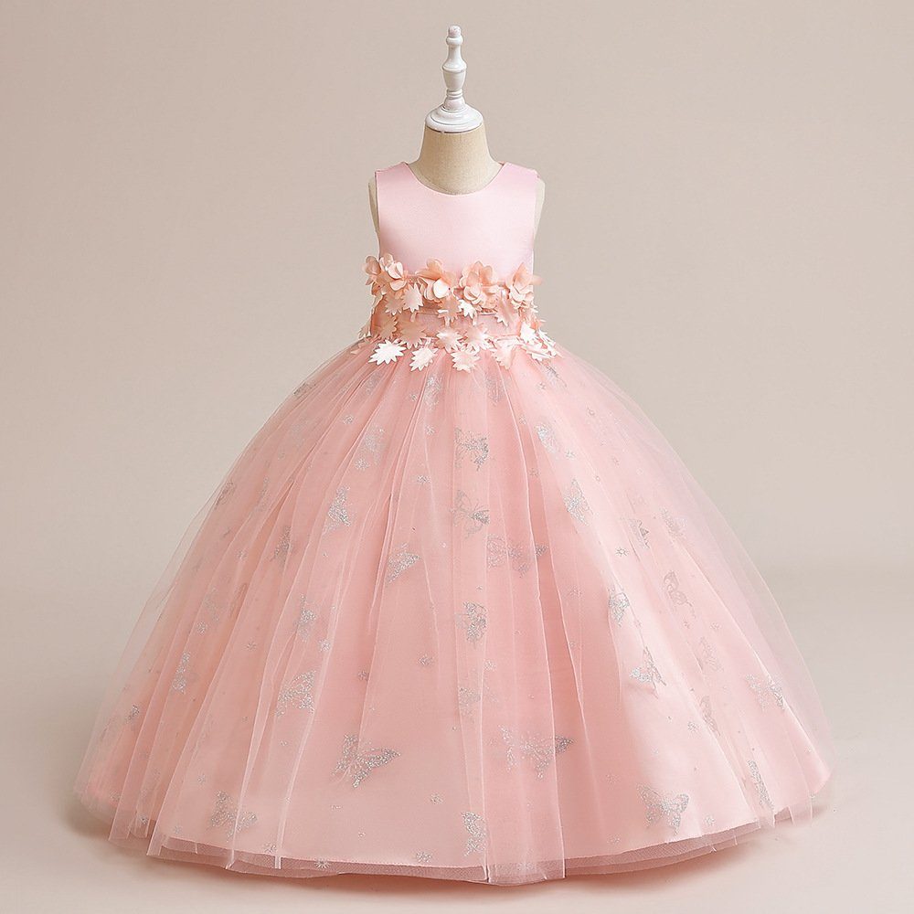 LAPA Abendkleid Maxikleid, Prinzessin Ballkleider mit Satinbandschnürung Garnelen Rosa