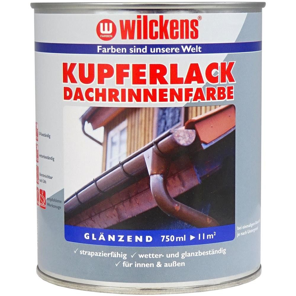 Wilckens Farben Lack Kupferlack Dachrinnenfarbe, glänzend, 750 ml