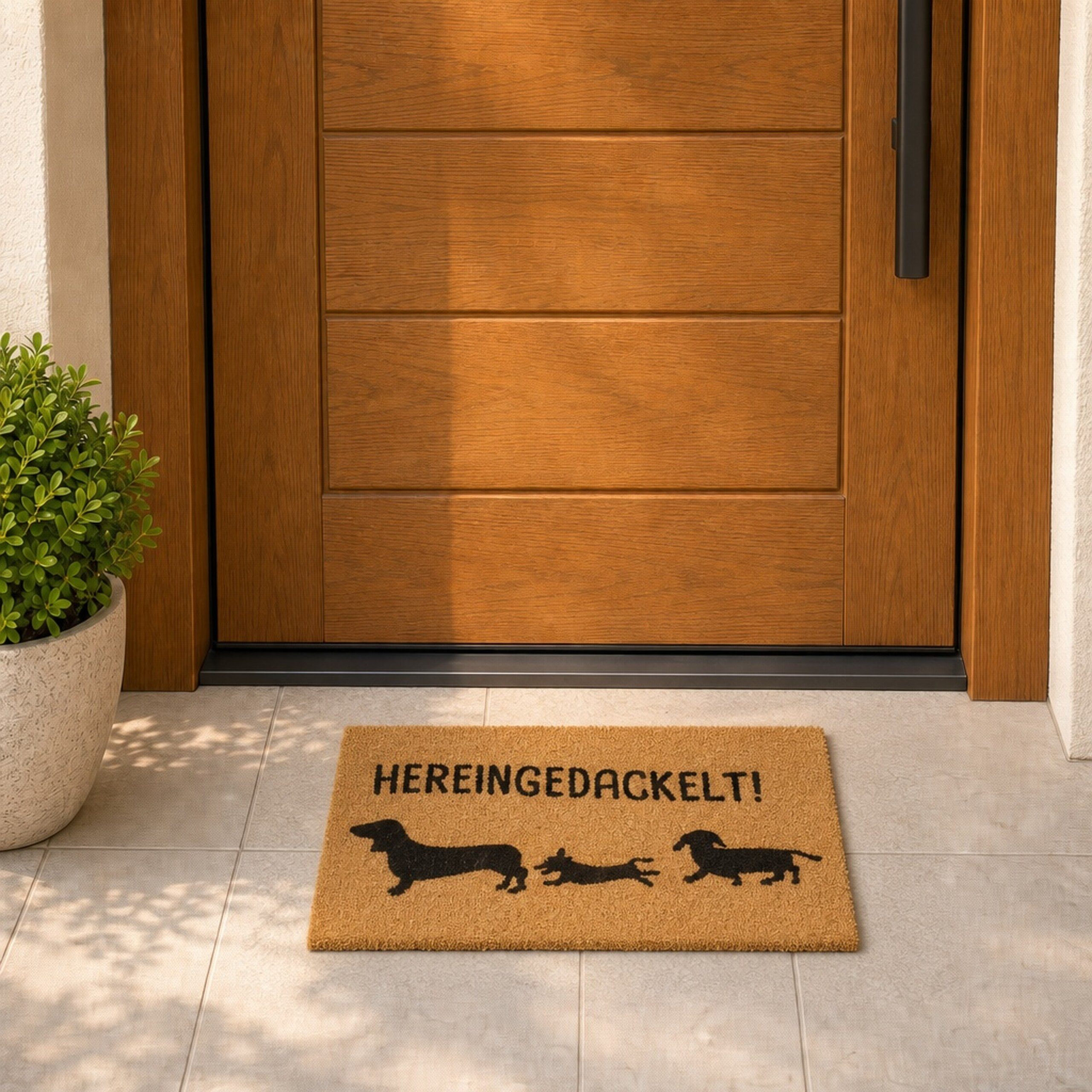 relaxdays Fußmatte Kokos "Hereingedackelt", Rechteckig, Höhe: 15 mm – Bild 2 von 5