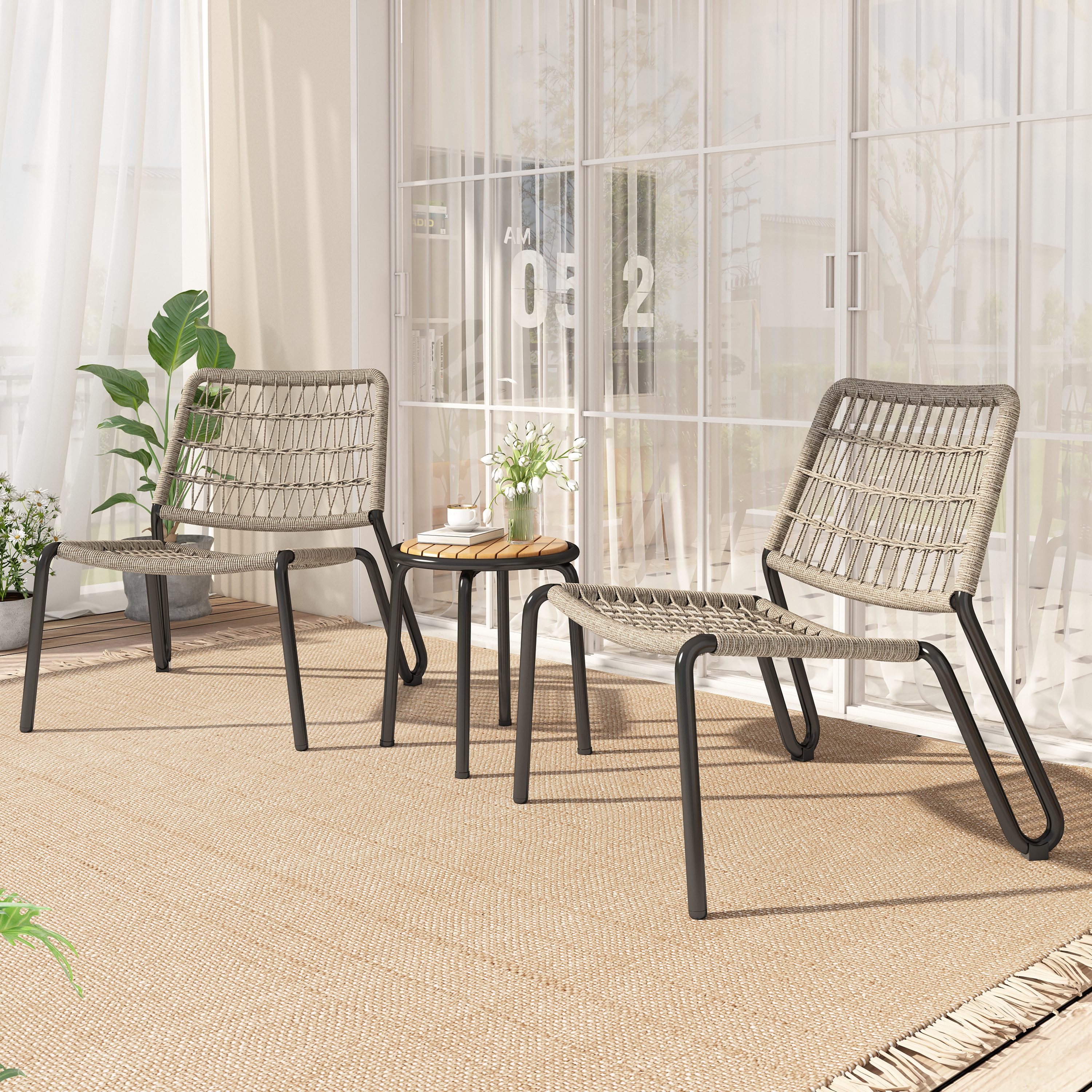 Merax Balkonset, (3-tlg.Gartenmöbel Gartenlounge, 3-tlg., Tischplatte günstig online kaufen