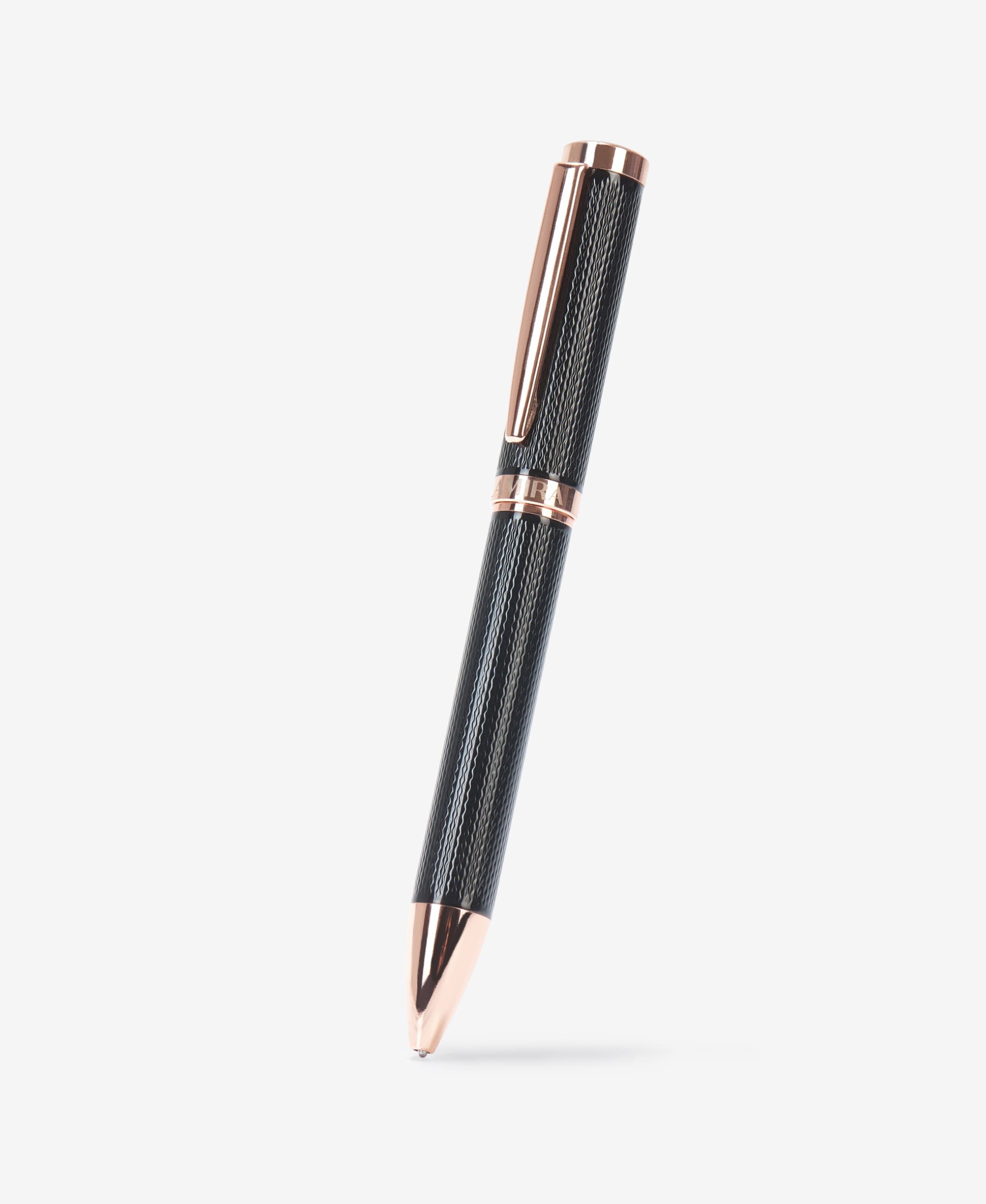 GLAMIRA Kugelschreiber Metallkugelschreiber - Schwarz mit Roségold, (1-tlg), Mine wechselbar, Drehmechanik, Clip aus Metall
