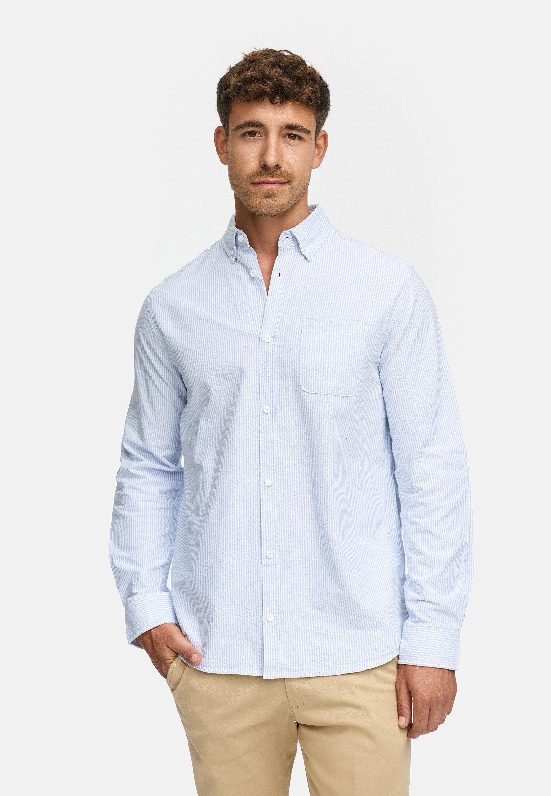 Indicode Langarmhemd Herren Kepner Herrenhemd Langarm mit Button-Down-Krage günstig online kaufen
