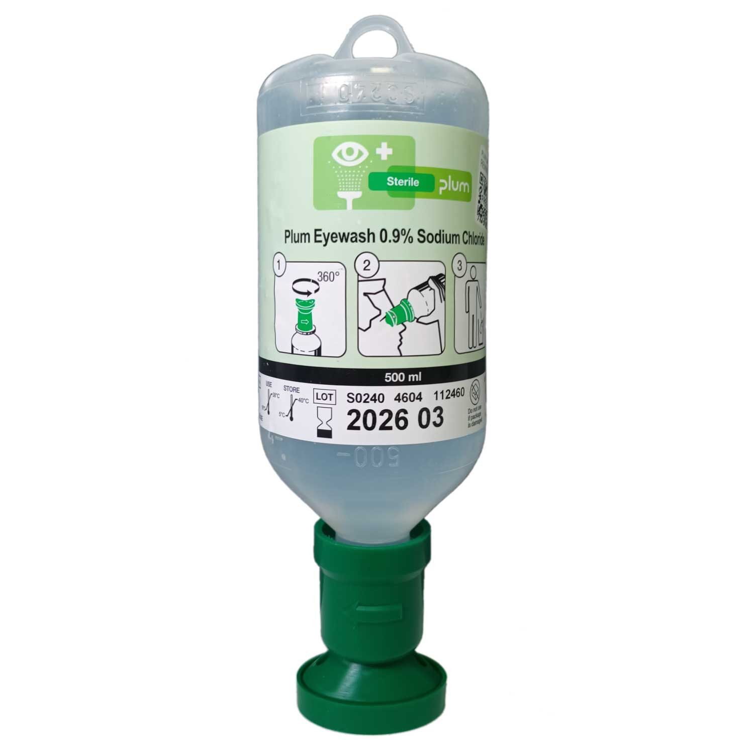 B-Safety Erste-Hilfe-Set Plum Augenspülflasche mit steriler Natrium-Chloridlösung (0,9) 500 ml