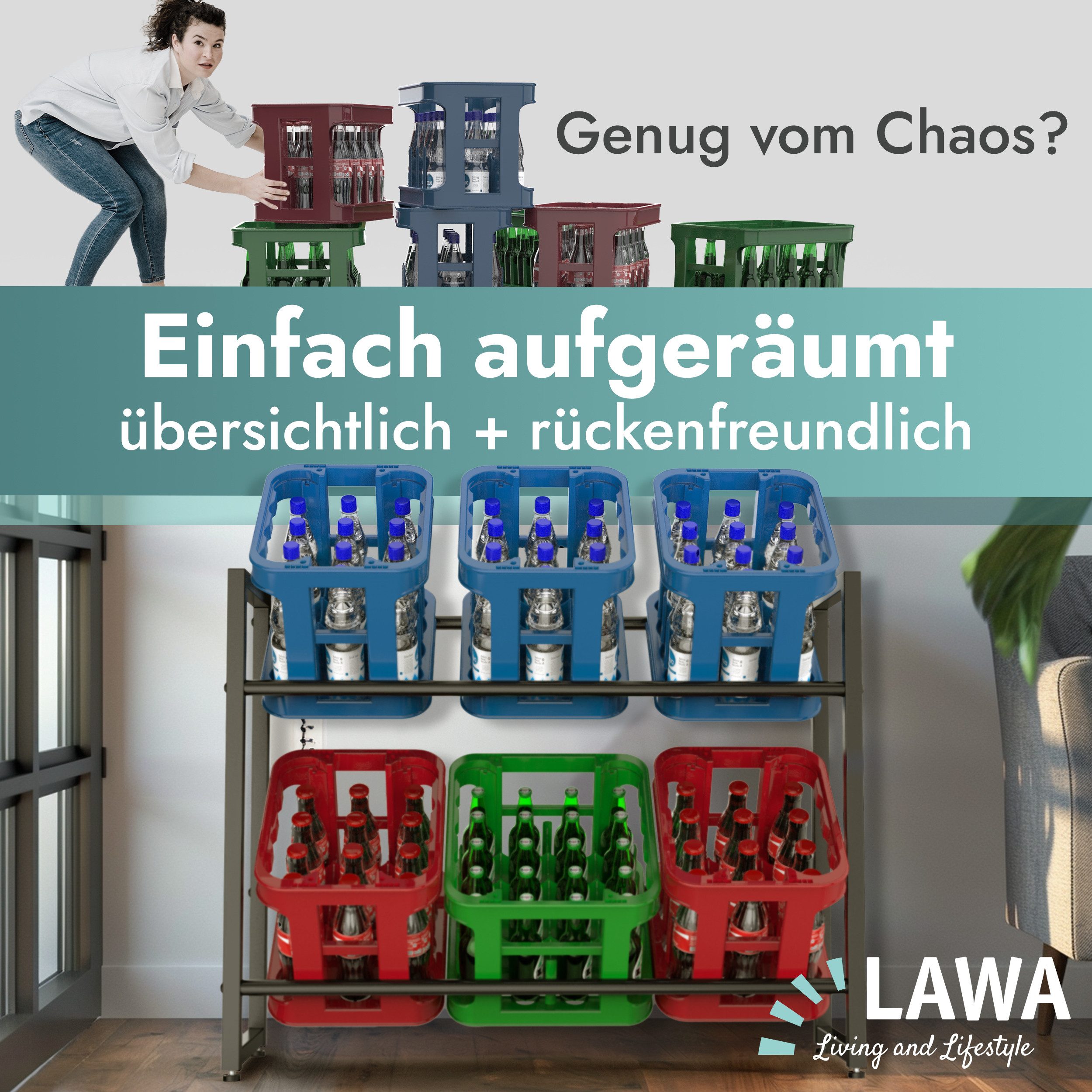 LAWA Living and Lifestyle Kastenständer Getränkeregal 6 Kästen höhenverstel günstig online kaufen