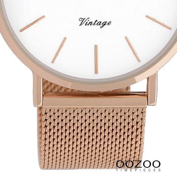 OOZOO Quarzuhr Oozoo Herren-Uhr rosegold, (Analoguhr), Herrenuhr rund, groß (ca. 40mm) Edelstahlarmband, Fashion-Style