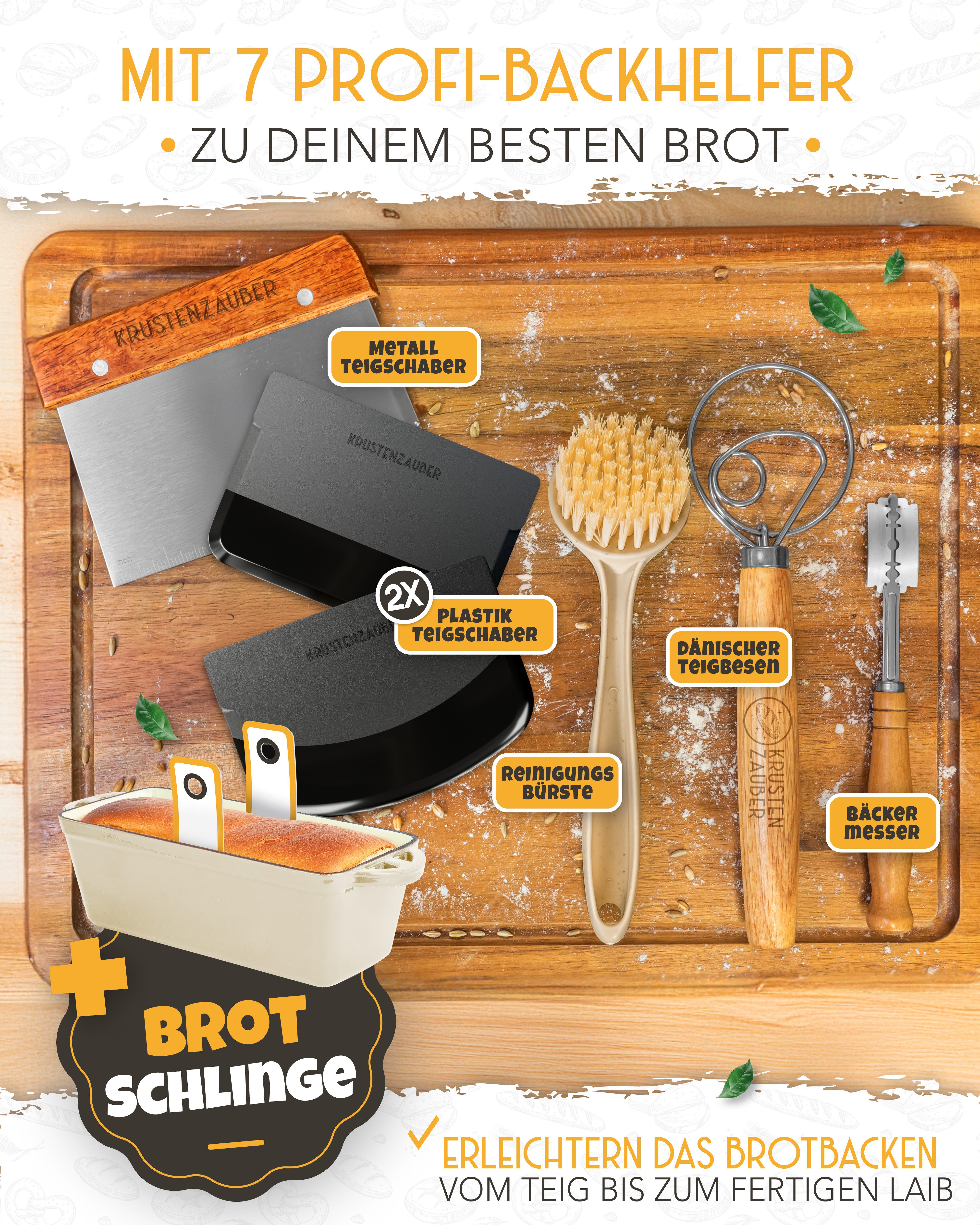 Krustenzauber Brotbackform Emaille Brotbackform 28cm mit Deckel im Komplettset, Kastenform Brot