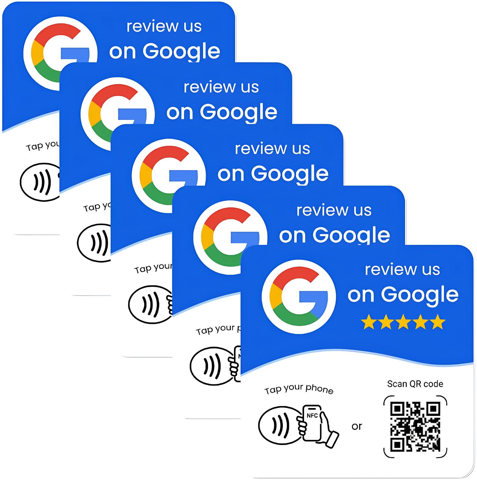 Athlix Visitenkarten NFC-Tischaufsteller, programmierbar, Google-Review NFC215 5er-Set, Schnelles Weiterleiten auf Zielseiten und Social-Media-Kanäle