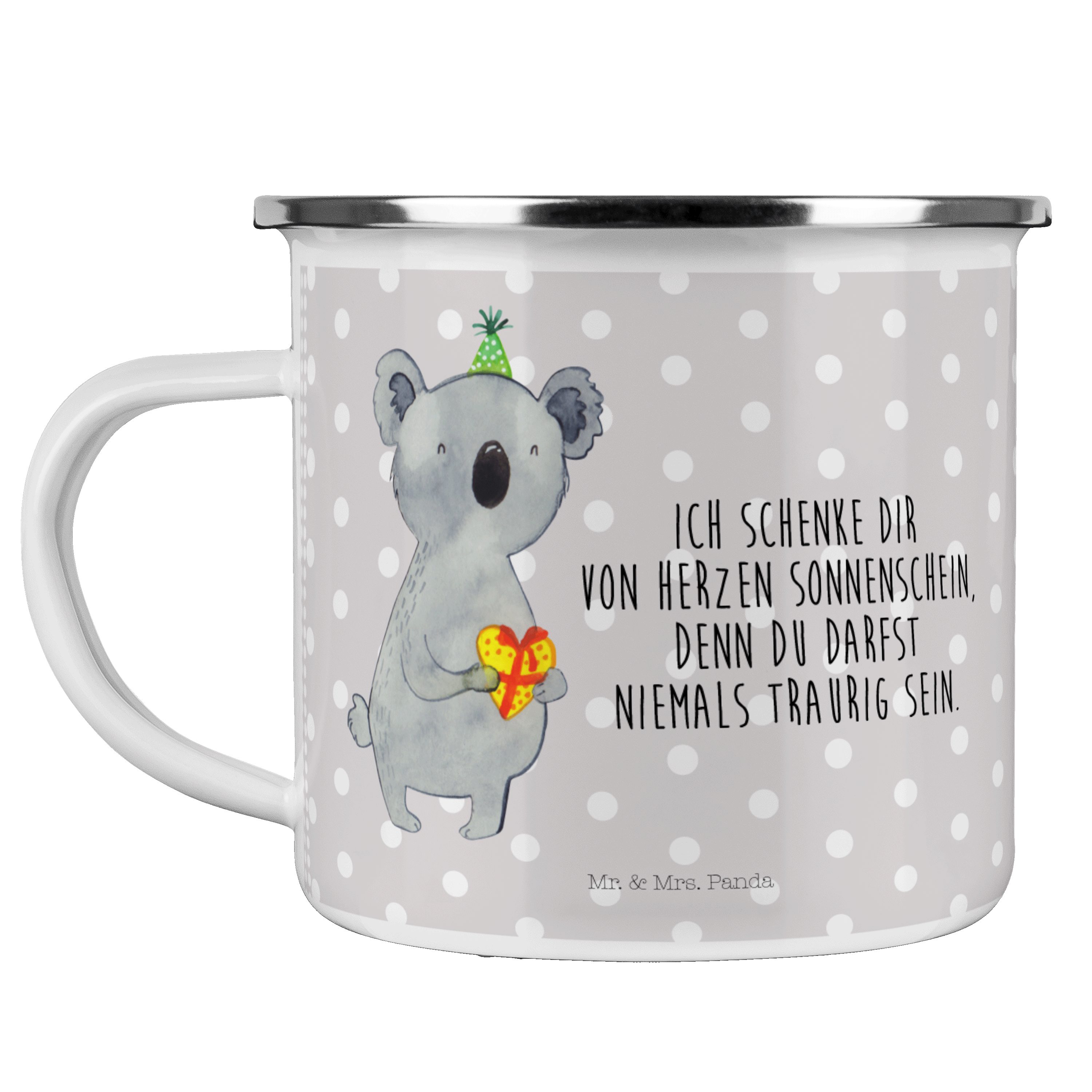 Mr. & Mrs. Panda Becher Koala Geschenk - Grau Pastell - Edelstahl Trinkbecher, Metalltasse fü, Emaille